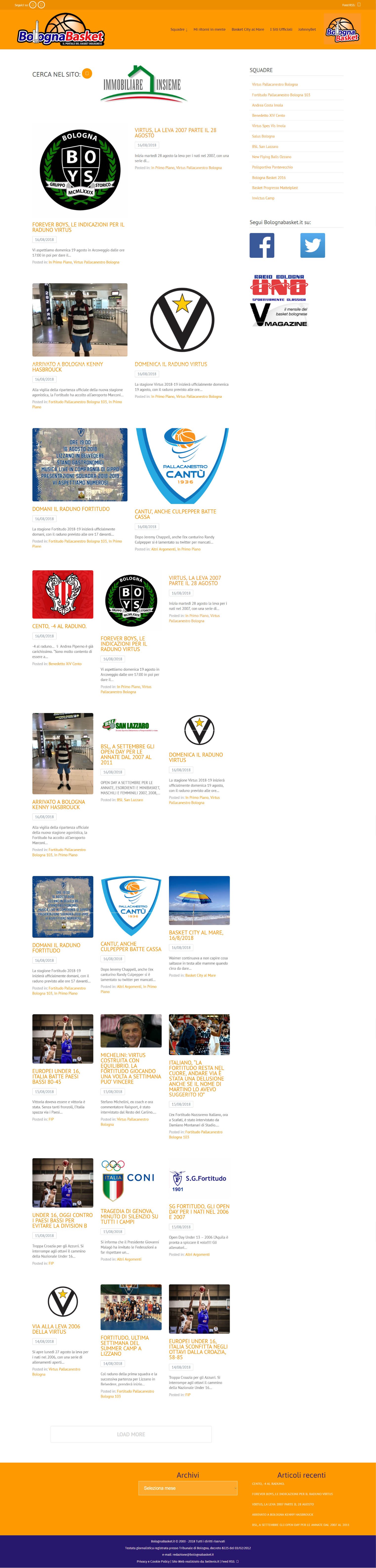 Realizzazione Sito Web Bolognabasket.it