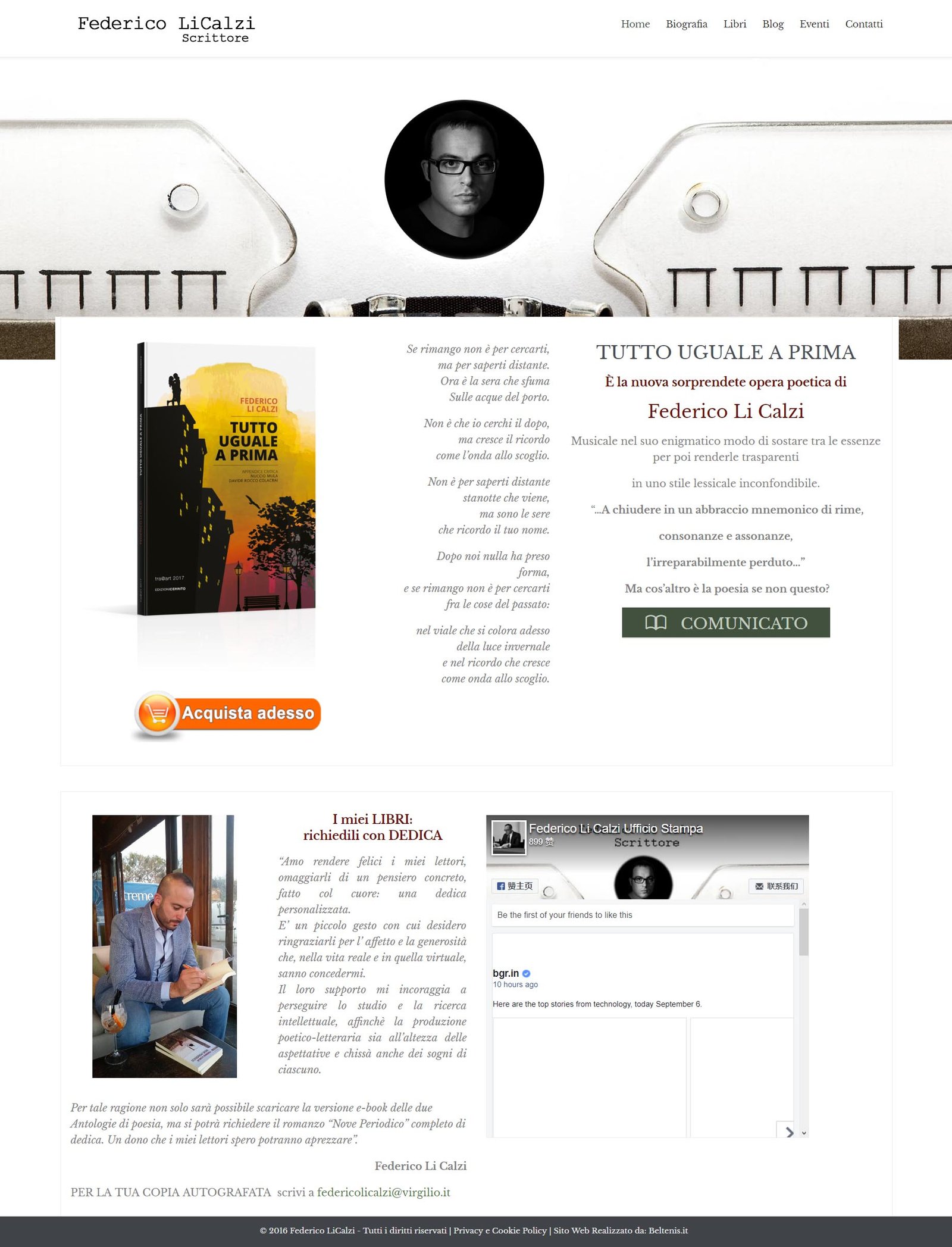 Rinnovo Sito Web Scrittore Federico Li Calzi