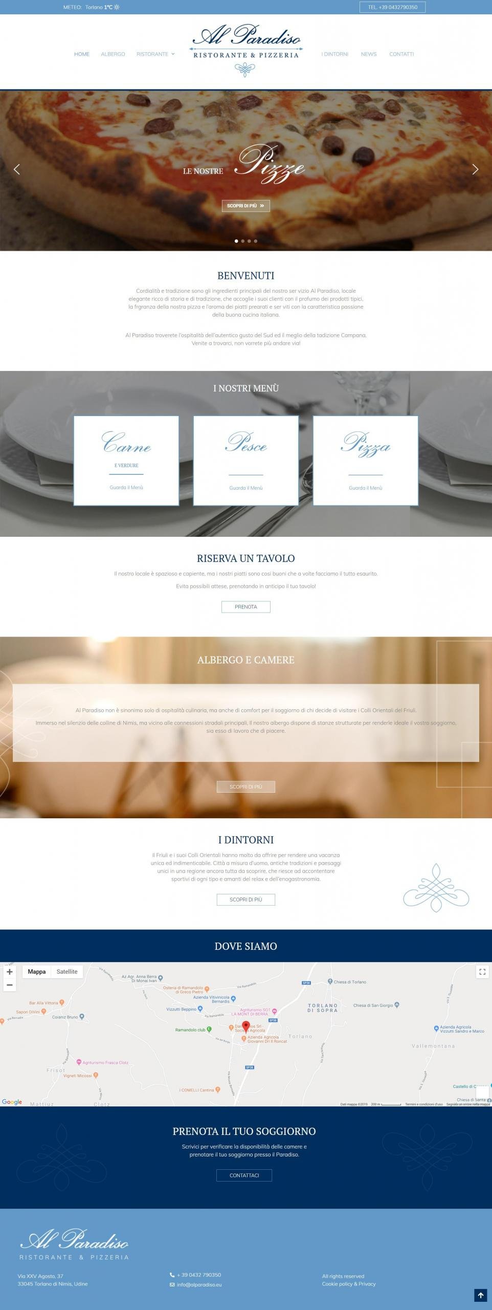 Hotel Al Paradiso: Restyling Sito (WordPress) Menù e Meteo Locale