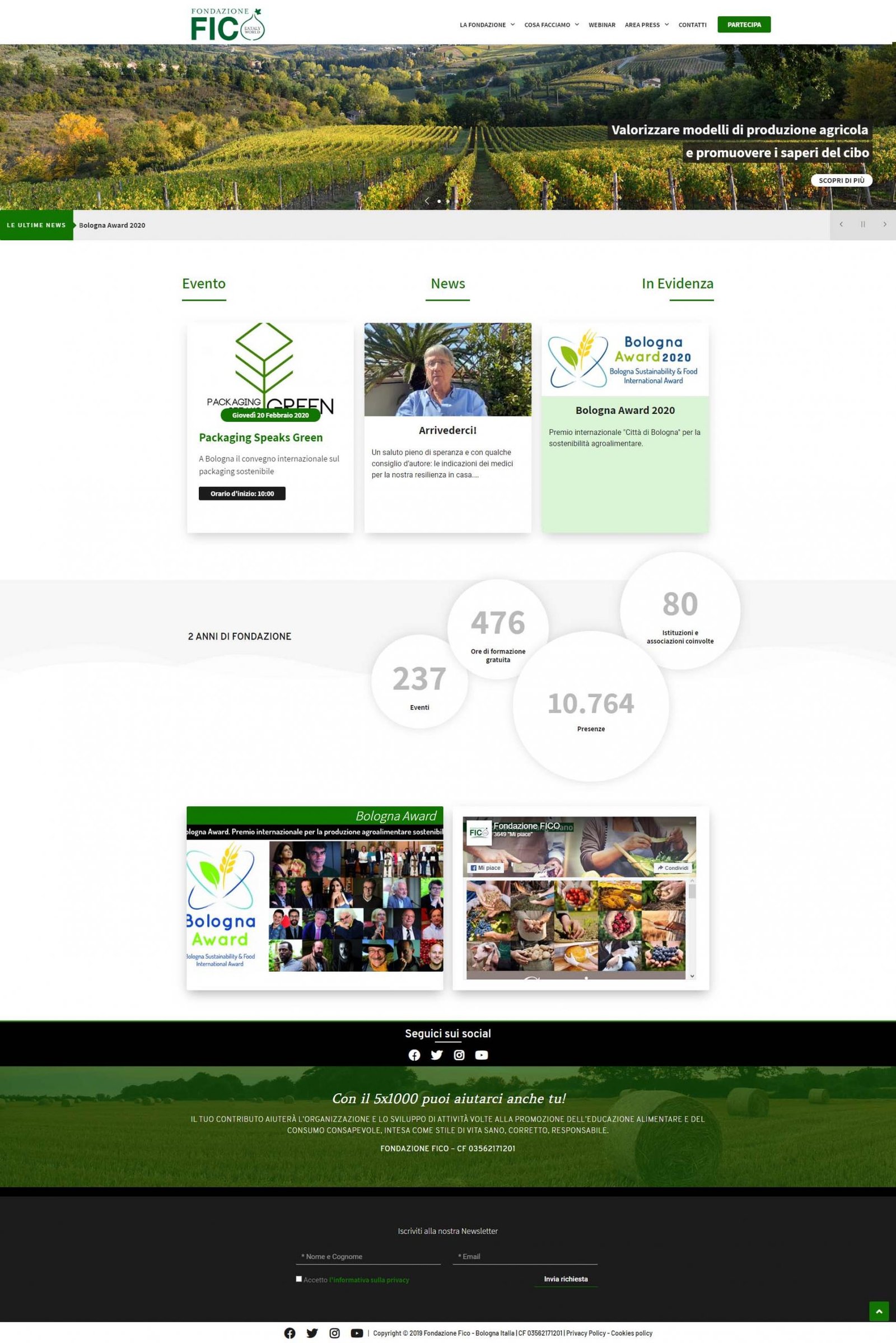Restyling Completo del Sito Fondazione FICO: Visibilità Eventi, News e Contenuti Multimediali