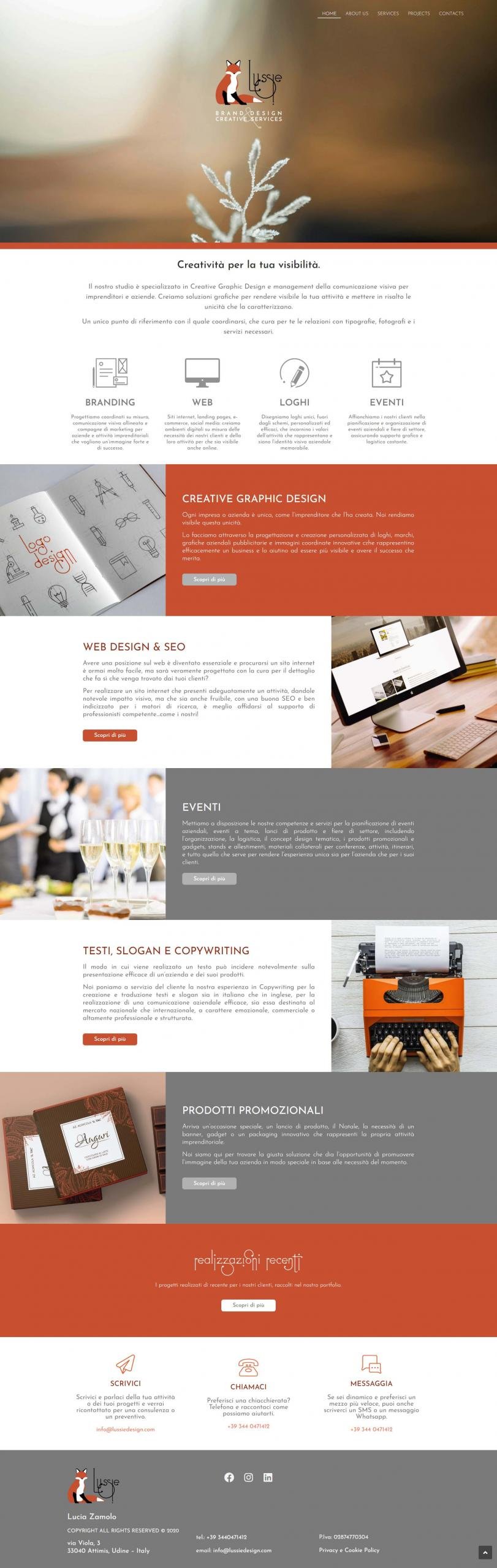 Restyle sito web Lussie Design – Graphic design