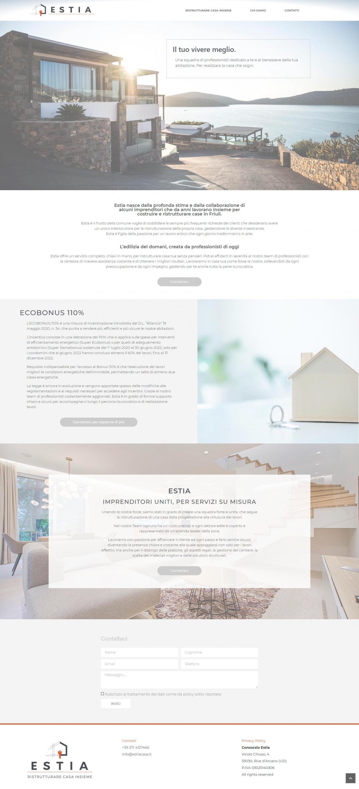 Sviluppo Landing Page Mobile-First (WordPress) per Progetto Estia (Settore Edile)