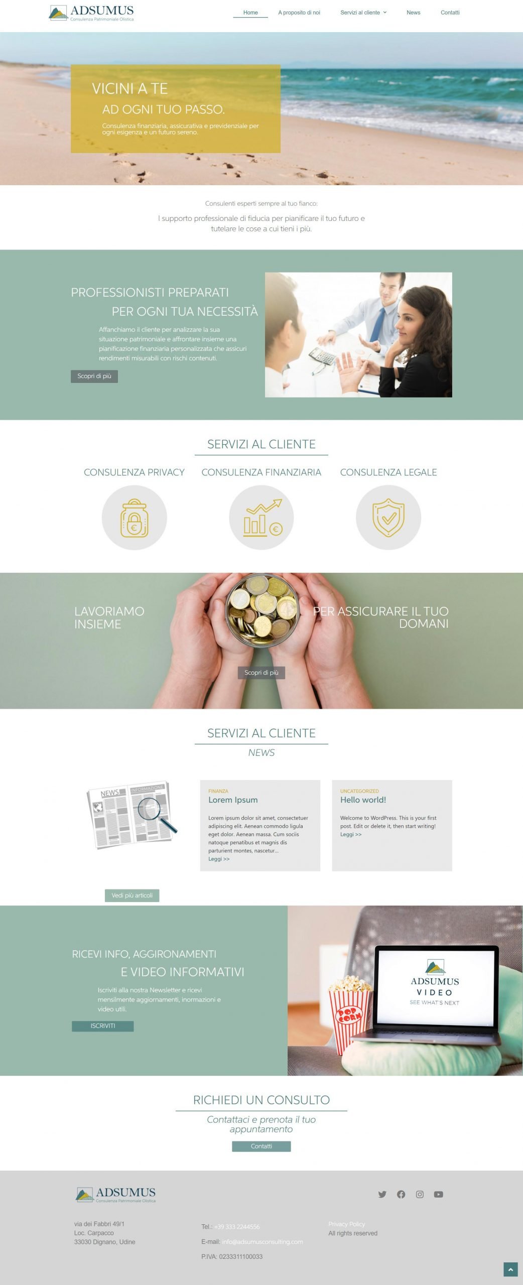Sviluppo Sito Web Adsumus Consulting: Portale Informativo e Lead Generation per la Consulenza Patrimoniale e Assicurativa